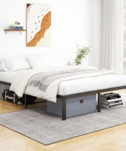 Marco de cama tamaño king, cama de metal de 150 x 200 cm, 36 cm de altura con almacenamiento debajo de la cama, marco de cama de metal tamaño King de 1,5 m con soporte de listones de acero