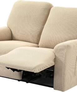 TIANSHU Funda Reclinable de 2 Plaza, Fundas Reclinables Elásticas, Protector Funda Sillón Relax, Funda Cubre Sofá, Fundas de Sofá Lavables y Elásticas para Muebles (Beige)