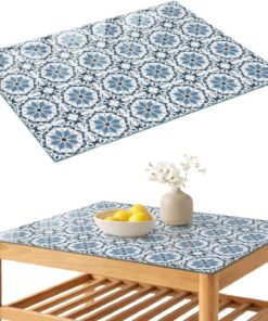 Tapa para Mesa de Centro 100x70 cm | Rectangular | Bordes Pulidos | Mosaico de azulejos | para la Cocina y Salón | con Impresión Decorativa | Pies Antideslizantes | Vetro Temperato