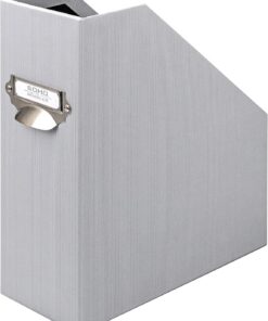 Rössler 1318452171 S.O.H.O. - Revistero archivador (A4, 115 mm, tirador, compartimento metálico para etiqueta, diseño de malla), color gris | Portarrevistas DIN A4 de cartón resistente para revistas, documentos y expedientes