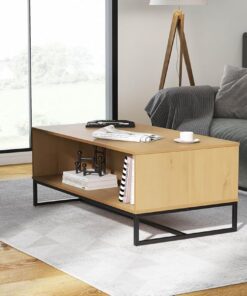 Inter Link - Mesa de centro con almacenaje - Mesa auxiliar - Mesa de salón - Mesa de centro espaciosa - Patas de metal - Roble Colori - 110 x 60 x 45 cm - Vivo