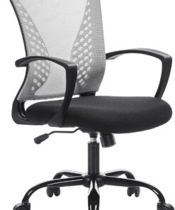 SONGMICS Silla de Malla, Silla de Oficina giratoria, Altura Ajustable, Función de inclinación, Respaldo y Asiento de Malla Transpirable, para Estudio, Oficina, Carga de 120 kg, Gris OBN022G01