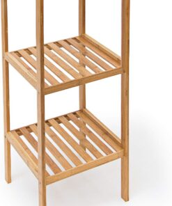 Relaxdays Estantería Baño Bambú, 3 Baldas, 79 x 33 x 33 cm, Mueble Vertical Multiusos, Cocina, Pasillo, Marrón Natural