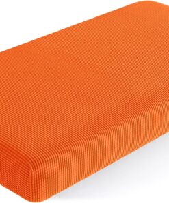 subrtex Fundas elásticas de Elastano para sofá, Funda Protectora de Muebles para Asiento de sofá (cojín de sofá biplaza, Naranja)