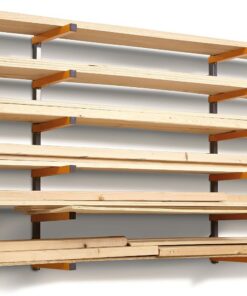 Bora Organizador de Madera 6 Niveles Montaje Pared Garaje Taller | PBR-001 – Estante Mural de Acero para Almacenamiento | 272 kg de capacidad de carga, estantería de pared para garaje y taller, madera, tubos y escaleras