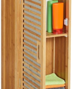 Relaxdays Armario de Pared, Mueble de baño, Dos estantes, Balda Ajustable, Dos estantes, 66 x 35 x 20 cm, 1 Ud., Marrón