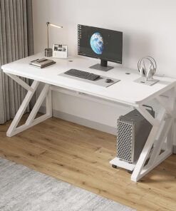Escritorio Sencillo para computadora, Mesa de Estudio, Gaming con Patas de Acero al Carbono Tipo K, Escritorio Grande de Oficina y PC para Dormitorio(Blanco,80x60x74cm)