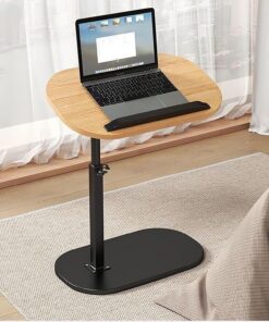 Mesa auxiliar de altura ajustable: en forma de C giratoria de 360° para laptop, bandeja de TV, mesas auxiliares estrechas para sala de estar, dormitorio, mesa pequeña debajo del sofá, mesa de