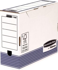 Bankers Box Caja archivadora A4+, 100 mm de ancho de lomo, serie sistema, con montaje rápido FastFold, de cartón 100% reciclado, paquete de 10 unidades