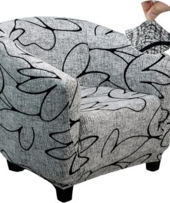 Jaotto Funda de Sillón Elásticas Chesterfield, 1 Pieza Cubre para Sillón Ajustable Universal Extraíbles Lavables, Funda de Sofá de Butacas para Recepción Hotel Sala de Estar (Flor Gris,1 Pieza)