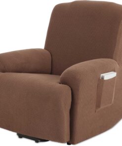 TIANSHU Funda Reclinable de 1 Plaza, Fundas Reclinables Elásticas, Protector Funda Sillón Relax, Funda Cubre Sofá, Fundas de Sofá Lavables y Elásticas para Muebles (Café)