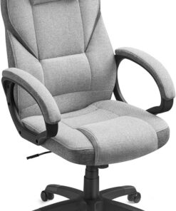 SONGMICS Silla de Escritorio Ergonómica Silla de Oficina Altura Ajustable | Altura Ajustable, Giratoria y con Ruedas, Gris Paloma, OBG022G01