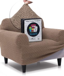 FAVERTI® Funda Sillón Premium 1 Plaza - Funda de Tejido Súper Elástico para Sillones de 70 a 100cm | Modelo BOCAIRENT | Lino | Funda Sillón Súper Ajustable | Protector Sillón Elegante Tacto Algodón