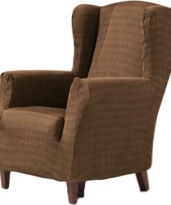 Estoralis Vega | Funda Sillon de Diseño Moderno | Tejido Elastico Marron | para Sillon Orejero (de 70 a 110 cm.) | Maxima Adaptabilidad a Todo Tipo de sofás