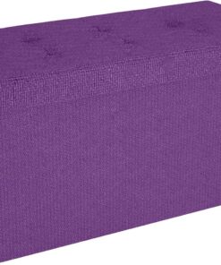 Intirilife Taburete Plegable 76x38x38 cm en Púrpura Niebla - Taburete Asiento Almacenamiento con Tapa de Tela - Asiento en Forma de Cubo Reposapiés Caja de Almacenamiento