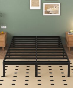 Lutown-Teen Cama de Metal de 180 x 200 cm con Patas Redondas, 36 cm de Altura, Marco de Cama con somier de láminas de Metal, Negro