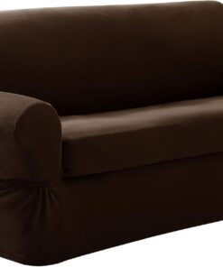 MAYTEX Pixel Ultra Soft Stretch 2 Piece Sofa Furniture Cover Slipcover Funda para sofá, Cuero, Chocolate