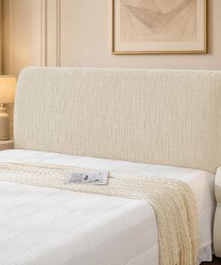 YSTELLAA Fundas Cabeceros Elástica, Suave Funda Cabecero Antipolvo, Universales Funda Cabecero Cama Modernas, Lavable Fundas para Cabeceros De Cama(180cm, Beige)