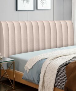 Funda para Cabecero de Cama Rayas Verticales Fundas Cabecero Cama Terciopelo Suave Funda Grueso para Dormitorio Cabeceros Caqui 120cm