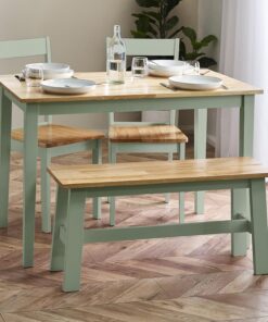 Julian Bowen Linwood - Mesa de Comedor Rectangular pequeña de 114 cm, Color Verde Salvia y Natural