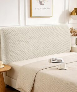 Elástico Funda Cabecero Cama, 150cm, Universales Fundas Cabeceros Color Sólido, Funda Protectora De Cabecera Modernas, Desenfundable, Tejido Suave, Resistente Antipolvo, Blanco Crema