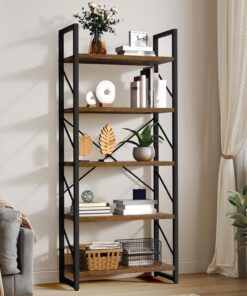 YITAHOME Estantería de 5 Niveles, estantería Moderna, Estante para Libros, Estante de Almacenamiento, Organizador para Libros/películas en el salón/hogar/Oficina, marrón rústico