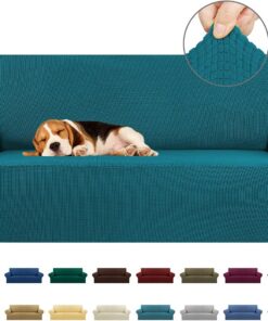 KEKUOU - Funda elástica para sofá de 2 plazas, funda de sofá para sofá de 2 cojines (140-198 cm), protector de muebles con parte inferior elástica para niños y perros Funda elástica de jacquard a