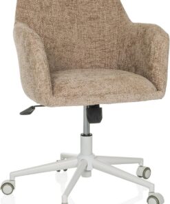 Silla de Oficina tapizada SOLAO Home Silla de Escritorio Silla giratoria Regulable en Altura, función balancín, Tela Beige