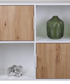 Inter Link - Cómoda de 2 Puertas - Aparador - Estante extraíble - para Dormitorio, salón, Cuarto de baño - Roble Artesanal - Blanco - Compuesto de Madera - Robusto - Cuidado fácil - Pepeto 2TW