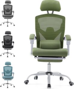DUMOS Silla de Oficina ergonómica: una Silla de Escritorio con respaldos cómodos, Equipada con un cómodo Soporte Lumbar y reposapiés, Silla de Oficina Adecuada para el hogar