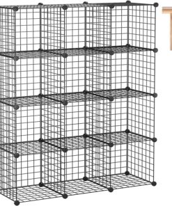 C&AHOME C&HOGAR Almacenamiento de Cubos de Alambre, Estante Modular para Libros, Armario Ideal para Dormitorio, Oficina 36.6 Pulgadas de Largo x 12.4 Pulgadas de Ancho 48.4 Pulgadas de Alto Negro
