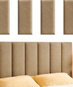 Juego de 4 cojines de pared autoadhesivos de 40 x 20 cm, cojines de pared acolchados como cabecero y protección contra impactos, paneles de pared suaves para cama, habitación de los