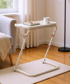 MEUBLE COSY Mesa Auxiliar para Salón, Mesa Lateral de Sofá Ajustable con Superficie Inclinable, Beige