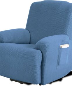 TIANSHU Funda Reclinable de 1 Plaza, Fundas Reclinables Elásticas, Protector Funda Sillón Relax, Funda Cubre Sofá, Fundas de Sofá Lavables y Elásticas para Muebles (Azul Vaquero)