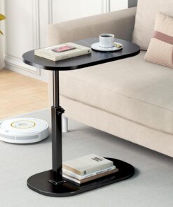 Mesa auxiliar en forma de C, pequeña mesa de café de madera, mesa de sofá ajustable, mesa auxiliar en forma de C para sofá, mesa de café móvil moderna, mesa lateral para salón y dormitorio