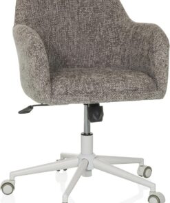 Silla de Oficina tapizada SOLAO Home Silla de Escritorio Silla giratoria Regulable en Altura, función balancín, Tela Gris