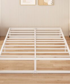 Yicensen Cama 1,5 Plazas 120x190cm Metal Listones Acero Alt. 30 cm, Blanca | Montaje Fácil, Silencioso, Carga Máxima 500 kg, Espacio Bajo la Cama