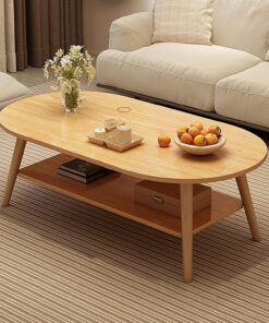 Mesa de Centro Redonda,Mesa de Centro de dos Niveles,Mesas Auxiliares de Centro,Elegante Mesa Central para Sala de Estar,Mesa para Computadora Portátil,para Sofa Salon de Industrial Marrón,(Oak,80x40x