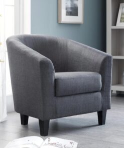 Julian Bowen Sillón Hugo, gris pizarra | Silla decorativa contemporánea para sala de estar, asiento fijo de espuma, marco de madera resistente