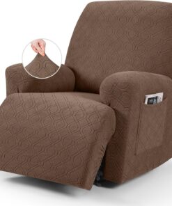 VANSOFY Funda para silla reclinable, 3 piezas, Cubre Sillas Elásticas para silla reclinable, suave, protector de muebles para perros y gatos (café claro)