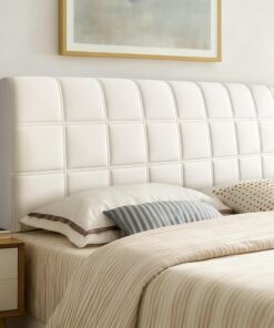 Funda para Cabecero de Cama Cuadradas Fundas Cabecero Cama Acolchada Suave Funda Grueso para Dormitorio Cabeceros Blanco Roto 210cm