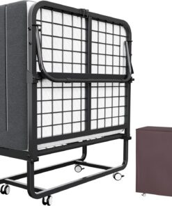 CAIYUN Cama Plegable de 190 x 80 cm con colchón de Espuma viscoelástica de 13 cm – Práctica Cama de día e Invitados para Adultos, Incluye Ruedas giratorias y Funda