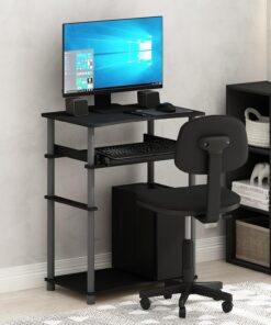 Furinno Home Escritorio para Juegos con Bandeja para Teclado, Escritorio para Computadora, Escritorio De Oficina para El Hogar, Dormitorio, Negro