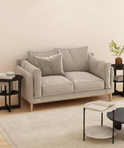Furinno Modern - Juego de 2 mesas auxiliares Abiertas de 2 Niveles con Mesa Ovalada, mesita de Noche, mesita de Noche, fácil Montaje, para Sala de Estar, Dormitorio, Nogal Negro