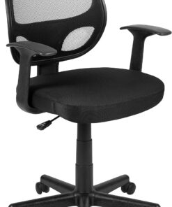 Flash Furniture Flash Fundamentals - Silla de Oficina ergonómica giratoria de Malla Negra con Brazos