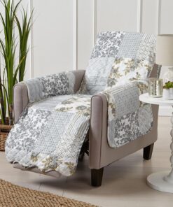 Great Bay Home Funda para Muebles, Protector de Muebles con Estampado Festoneado de Retazos, Resistente a Las Manchas, Color Gris