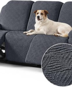 Timeles Fundas para sofá reclinable, fundas de sofá reclinable para sofá de 3 cojines, elásticas, suaves, lavables (tres plazas, gris)