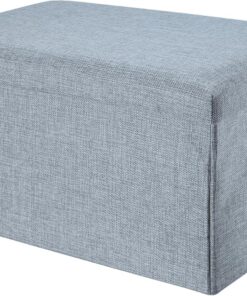 INTIRILIFE Banco Plegable 49x30x30cm en Gris - Asiento Cubo de Tela con Espacio de Almacenamiento y Tapa en Aspecto de Lino - Asiento Cubo reposapiés Plegable Caja de Almacenamiento arcón Taburete