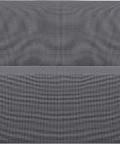 Easy-Going Funda elástica para sofá biplaza, 1 Pieza, Suave, con Parte Inferior elástica, Tela Jacquard de Elastano y poliéster a Cuadros pequeños (sofá biplaza, Gris) | 1 funda de sofá biplaza para sofá de 2 cojines, protector de muebles, funda suave con parte inferior para niños y mascotas