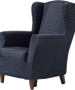 Estoralis Vega | Funda Sillon de Diseño Moderno | Tejido Elastico Azul | para Sillon Orejero (de 70 a 110 cm.) | Maxima Adaptabilidad a Todo Tipo de sofás
